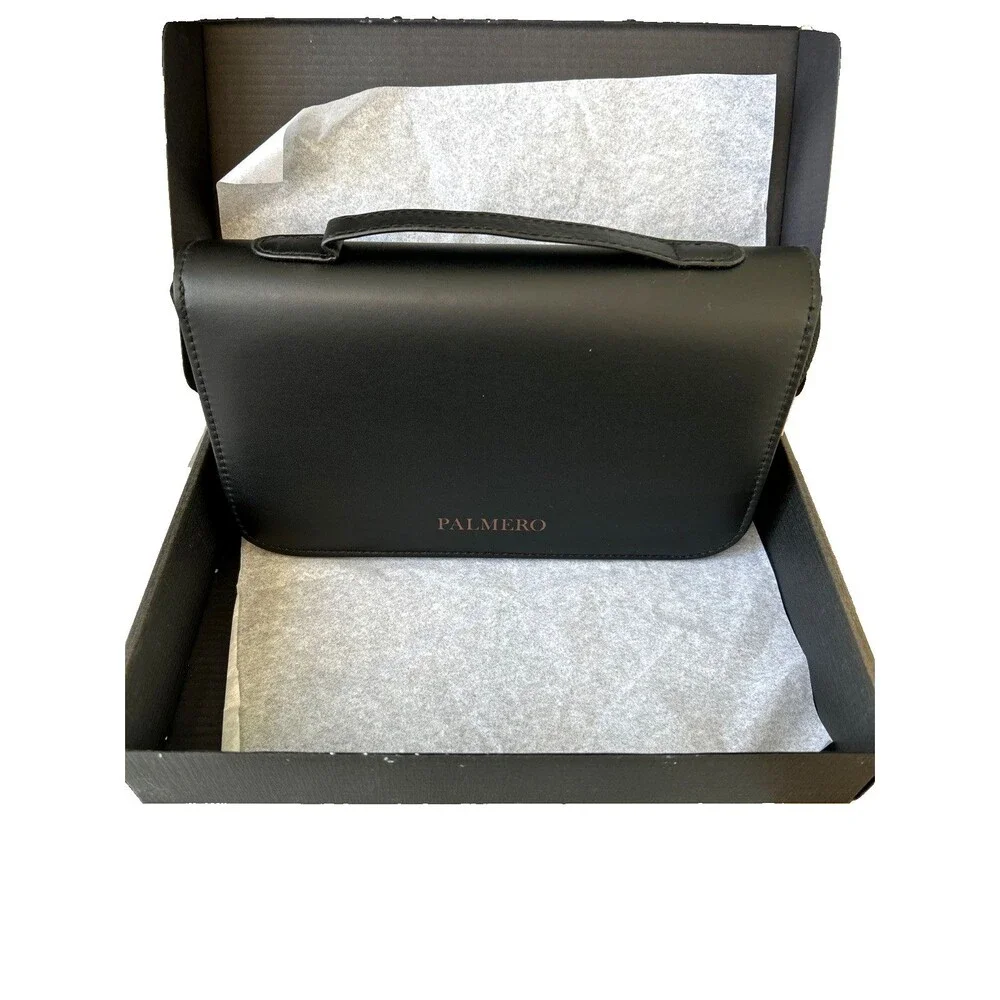 Palmero Makeup Brush Set Full Set 16 Brushes Faux Black Leather Zipper Case NEW